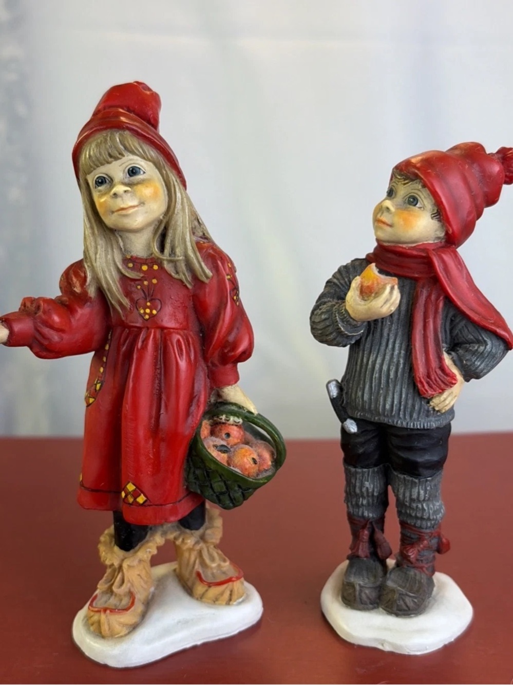 Vintage Candy Design Norway Figurine Set Carl Larsson Apple Boy & Girl Folk Art